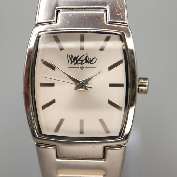 Mossimo Silver Tone Square Barrel Watch Yellow Leather Strap w New Battery - Picture 3 of 13